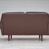 1970s, Danish 2-seater sofa, original brown leather.