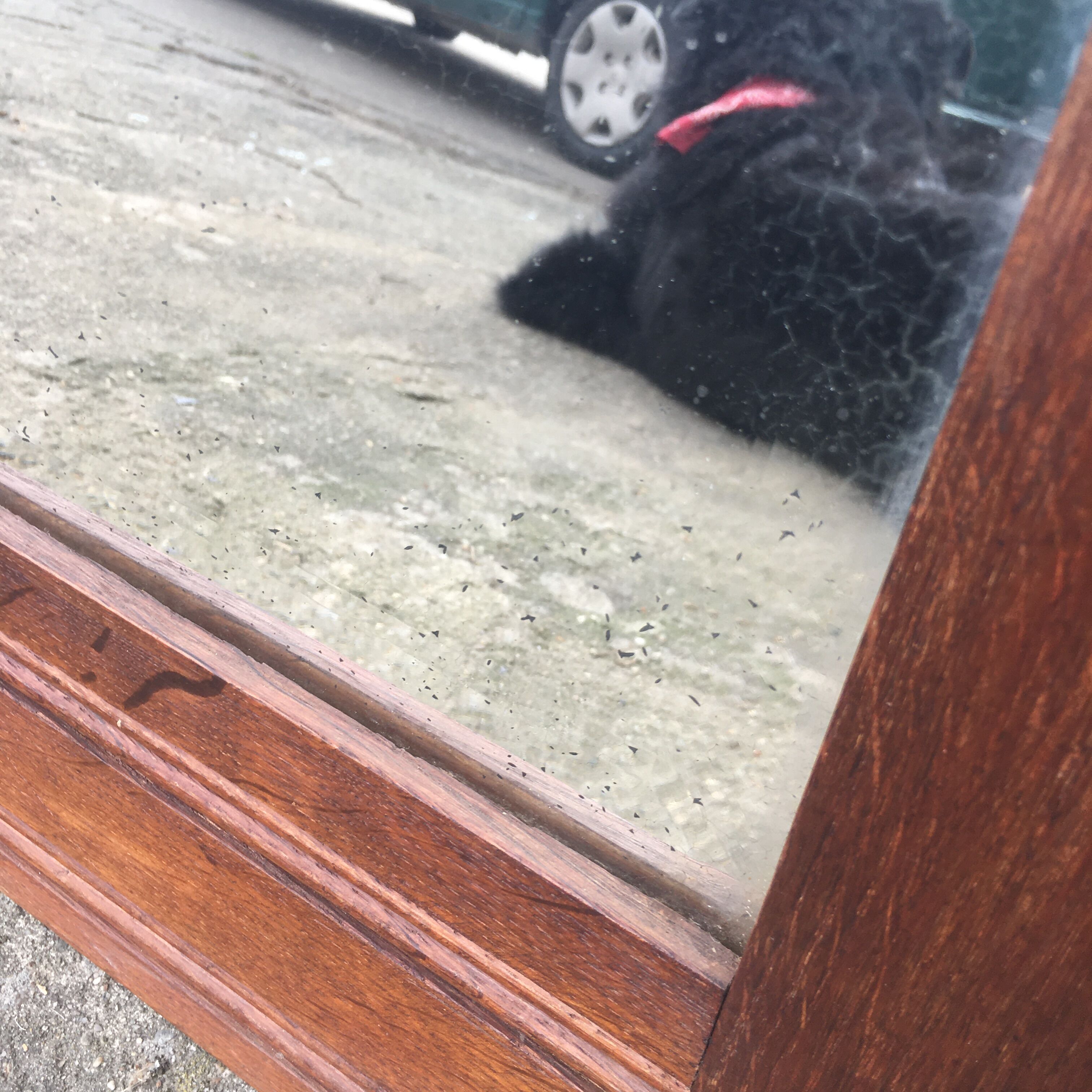 Beveled wooden mirror, 99x83cm