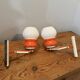 Pair of Space Age design wall lights in metal and vintage opaline.