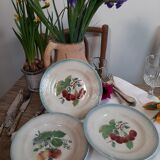 3 dessert plates St Amand cherry