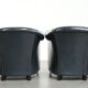 Set of dark blue cow leather club armchairs with a unique design
