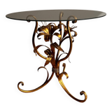Table d'appoint en laiton avec plateau en verre Hans Kögl Mid Century