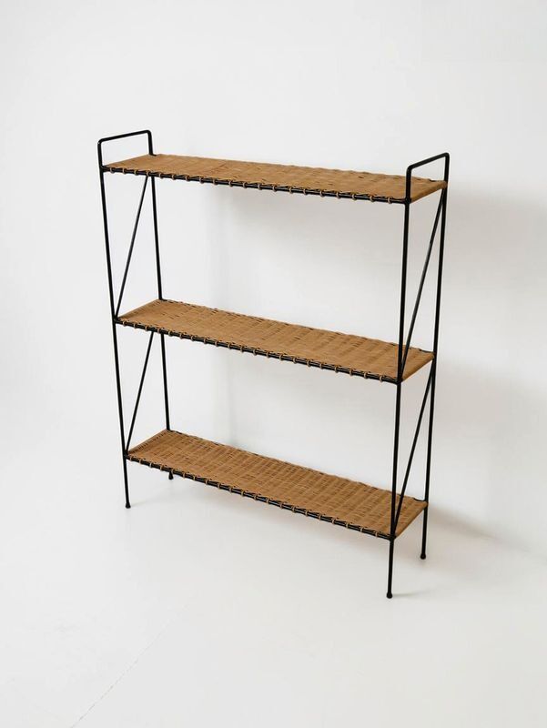 Rattan design bookshelf - Vintage 1960