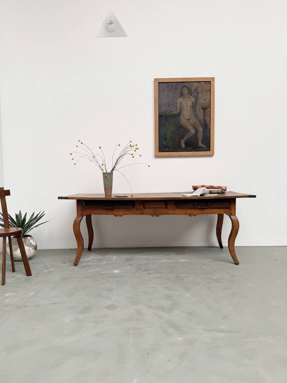 19th century walnut drapery table 2m1