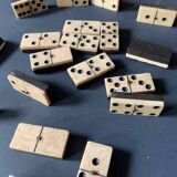 Old complete set of antique dominoes, in ebony wood and bone, 1900