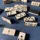 Old complete set of antique dominoes, in ebony wood and bone, 1900