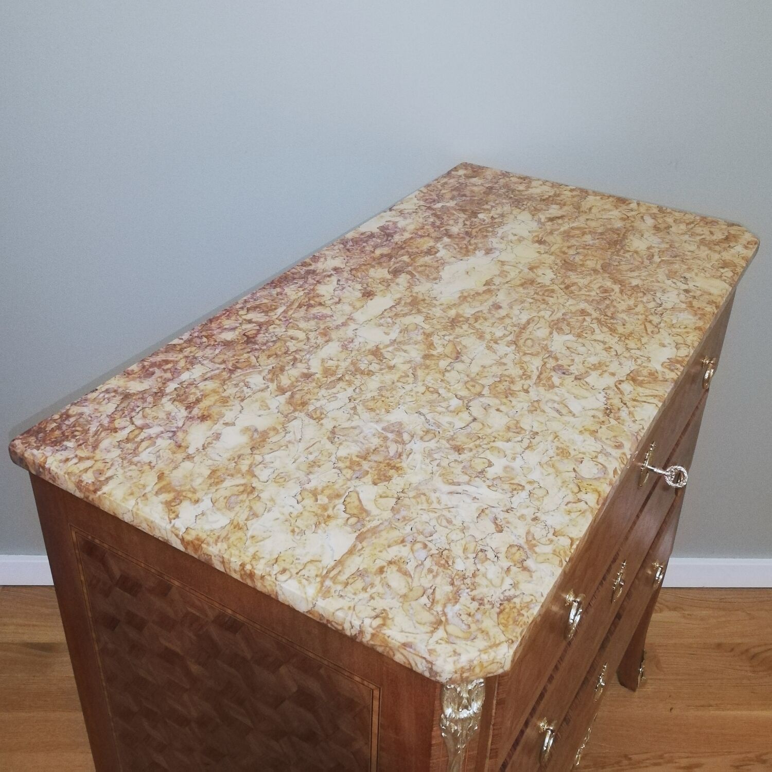 Louis XV - Louis XVI Transition style marquetry chest of drawers