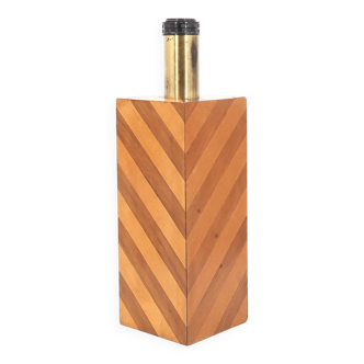 Imposing lamp base in wood marquetry, 1970s