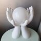 Italian design ceramic table lamp two hands and a glass sphere