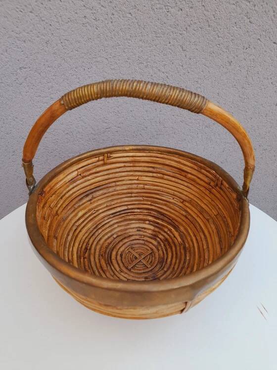 Rattan and brass basket 1970