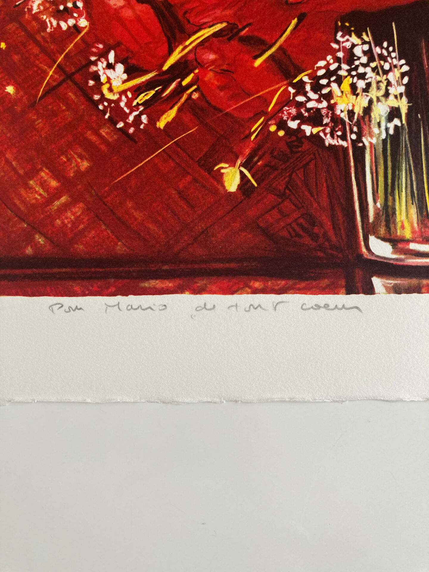 Lithographie (EA) signée Michel Henry - Bouquet Rouge 2005