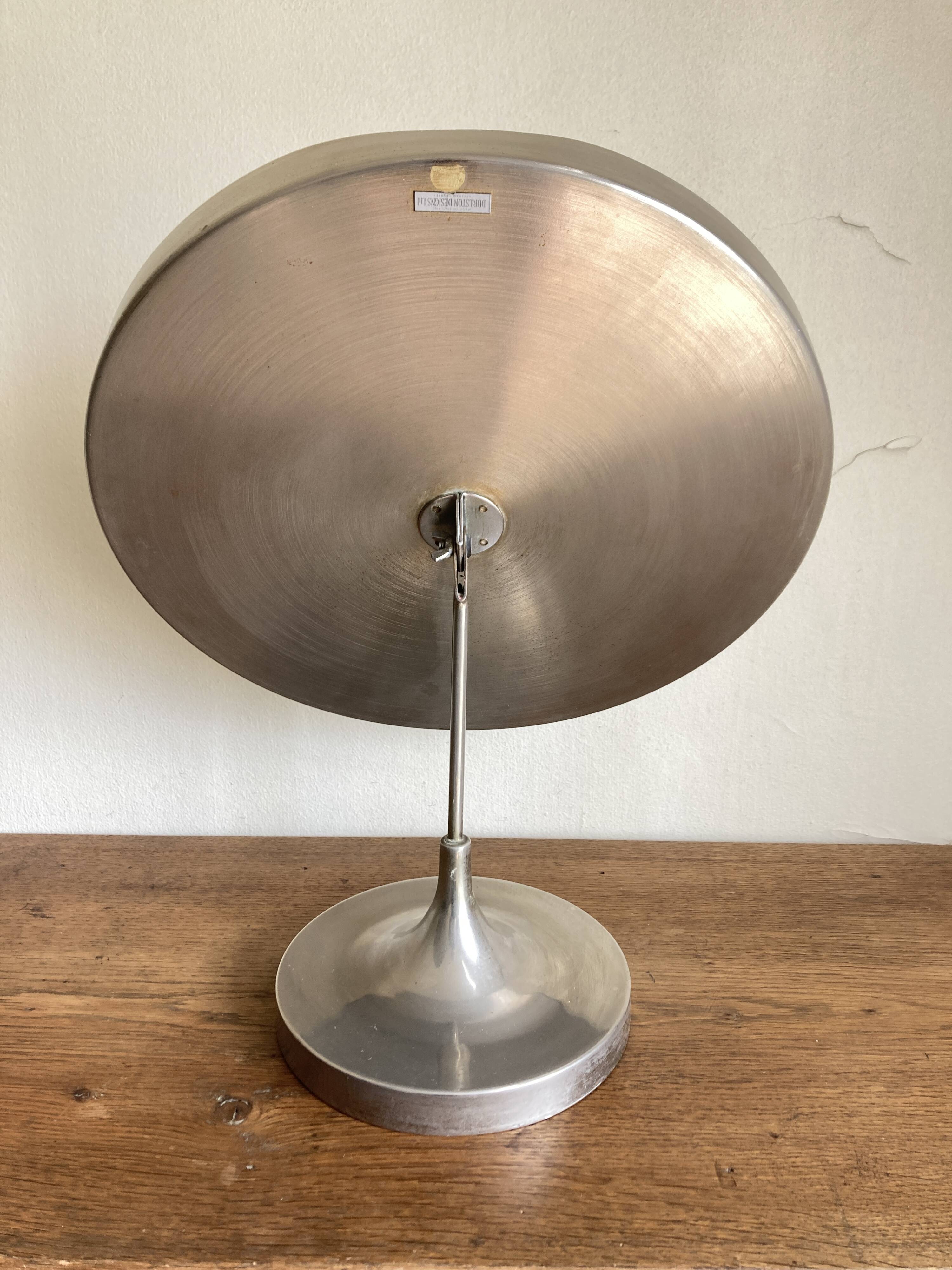 Space Age mirror, English 1960, adjustable, Durlston Design in nickel-plated steel.