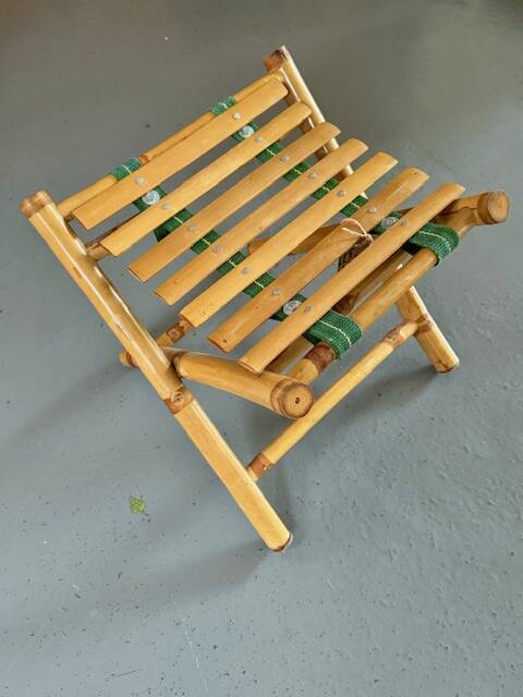 Bamboo deckchair and footrest from the 70s
