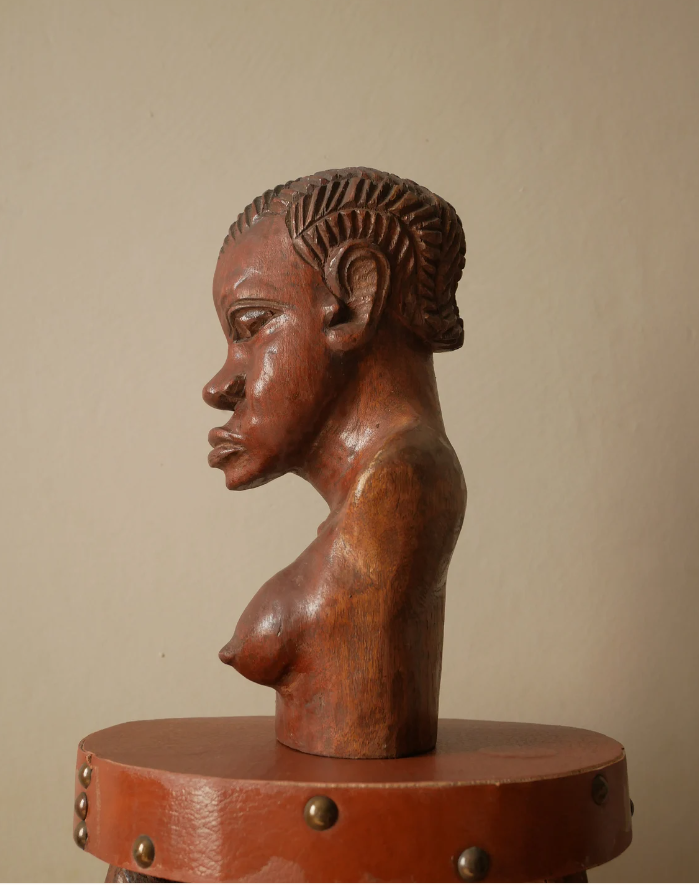 Carved wooden bust African art tribal ethnic decoration