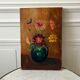 Old oil on canvas painting bouquet of vintage flowers