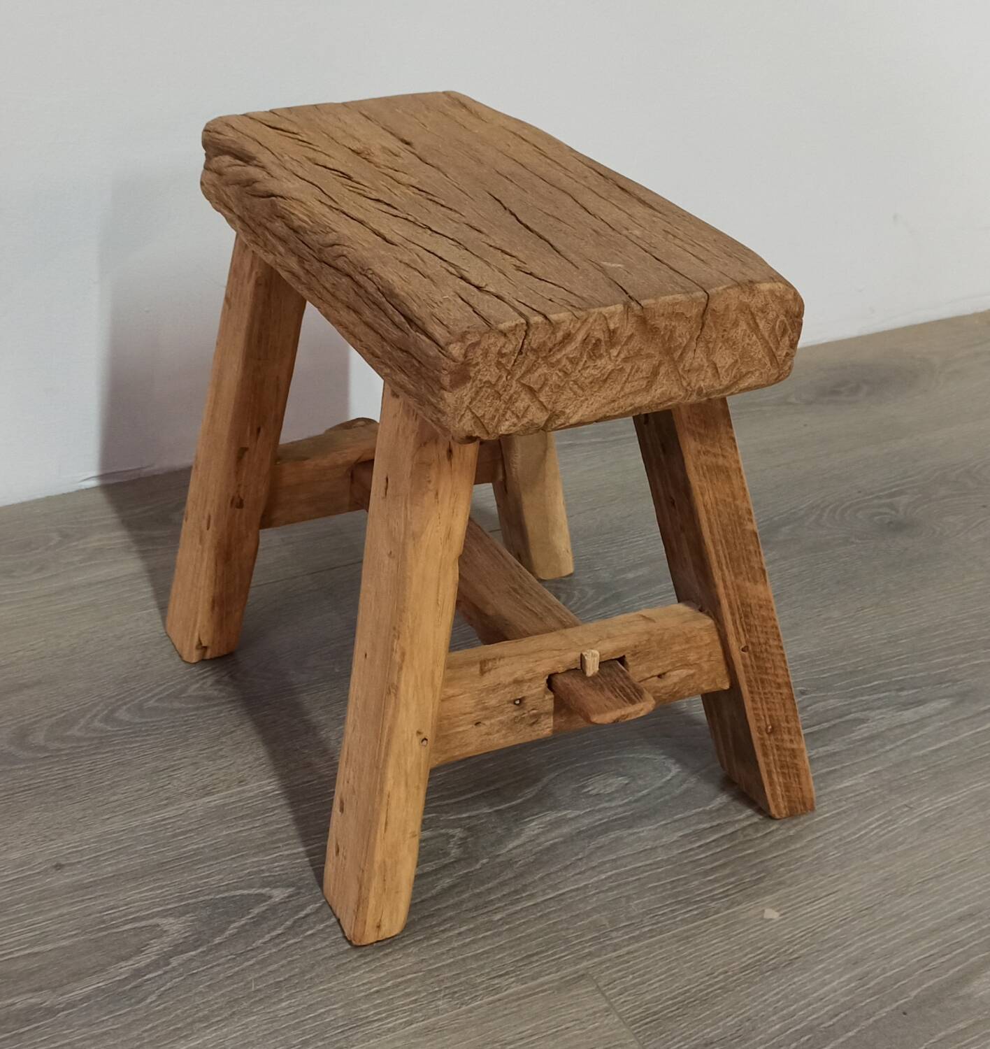 Small stool in antique wood
