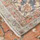 8x11 Orange & Blue Bordered Turkish Vintage Rug, Rugs For Bedroom, Antique