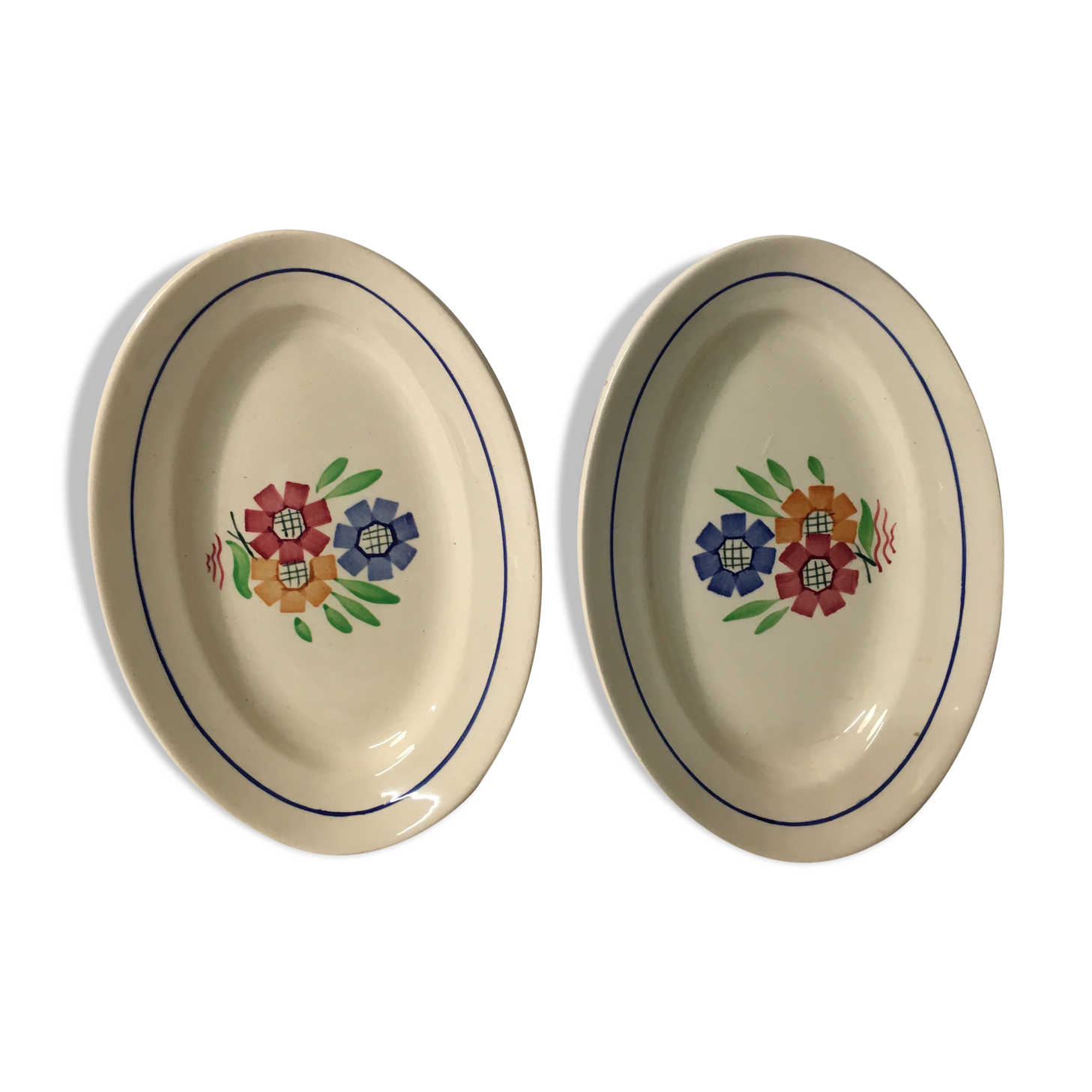 Duo of ravines in earthenware Lunéville model Agnes