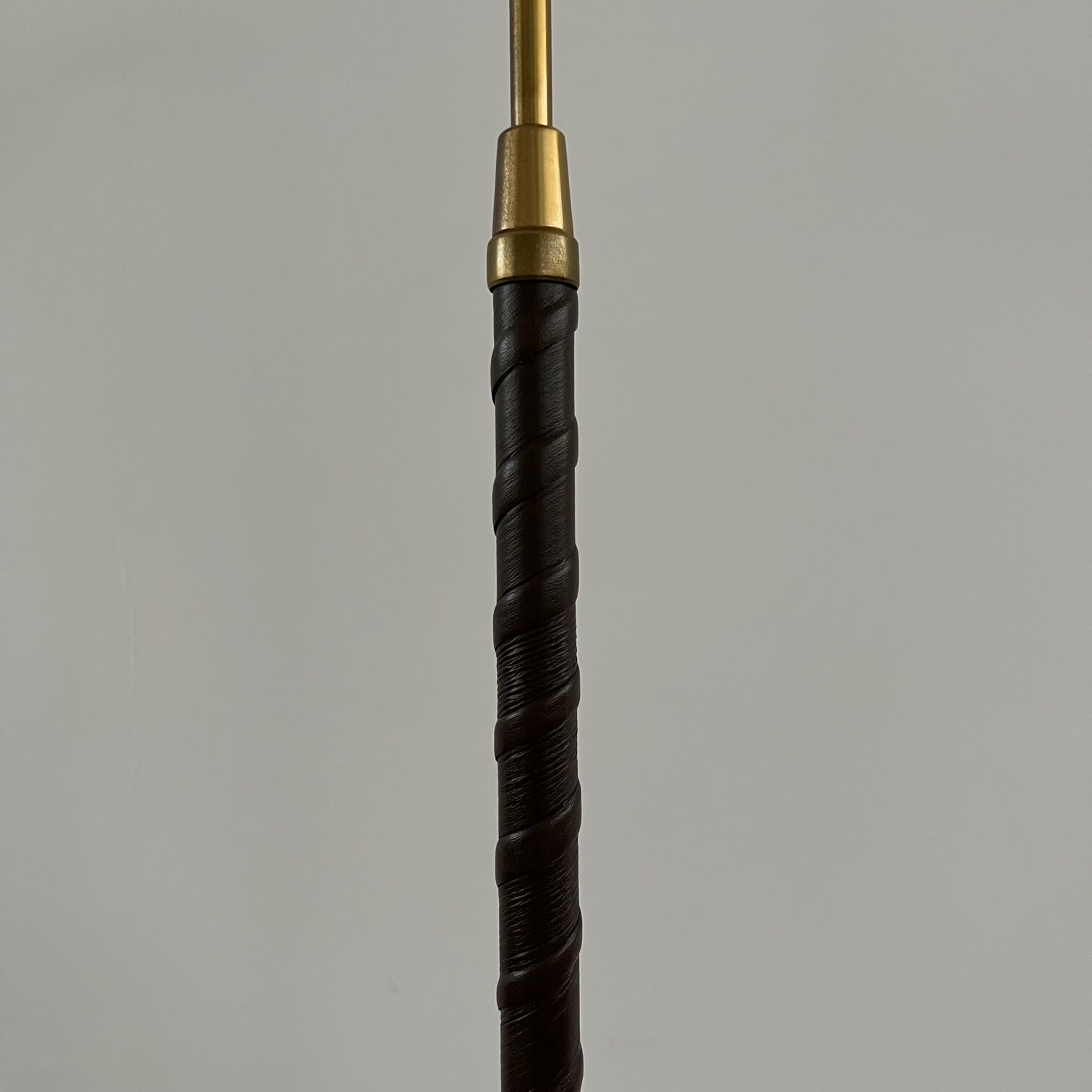 Danish Mid-Century Leather and Brass Adjustable Floor Lamp