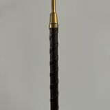 Danish Mid-Century Leather and Brass Adjustable Floor Lamp