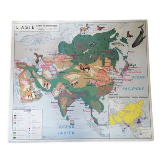 School card poster North America / Asia vintage MDI