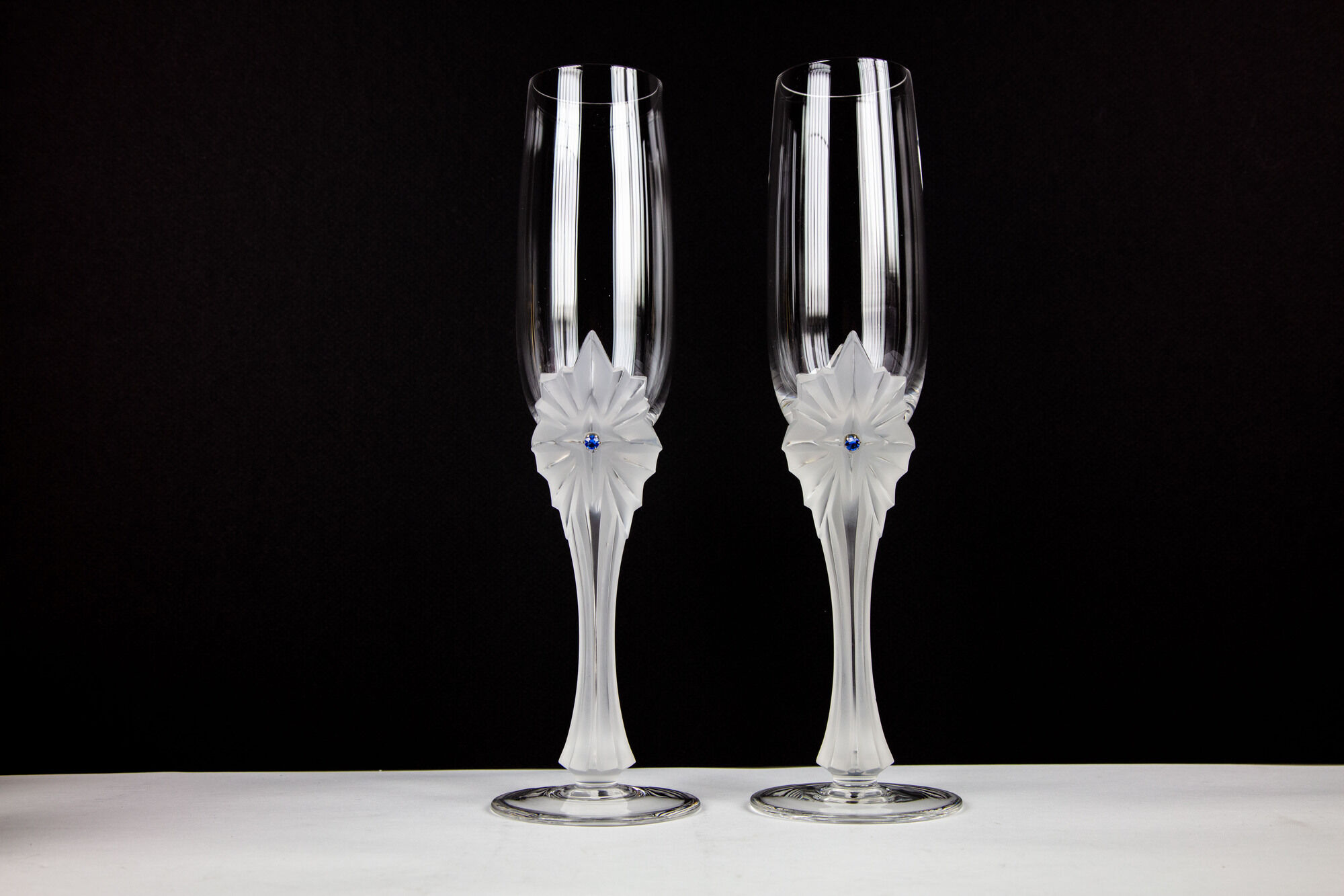2 crystal champagne flute signed Faberge model "the north star"