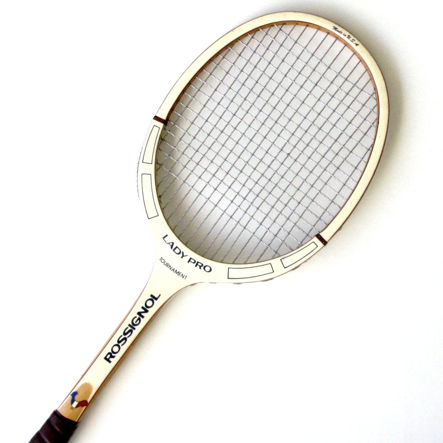 Ancient wood tennis racket - rossignol lady pro - channel lm 4 1/4 - usa