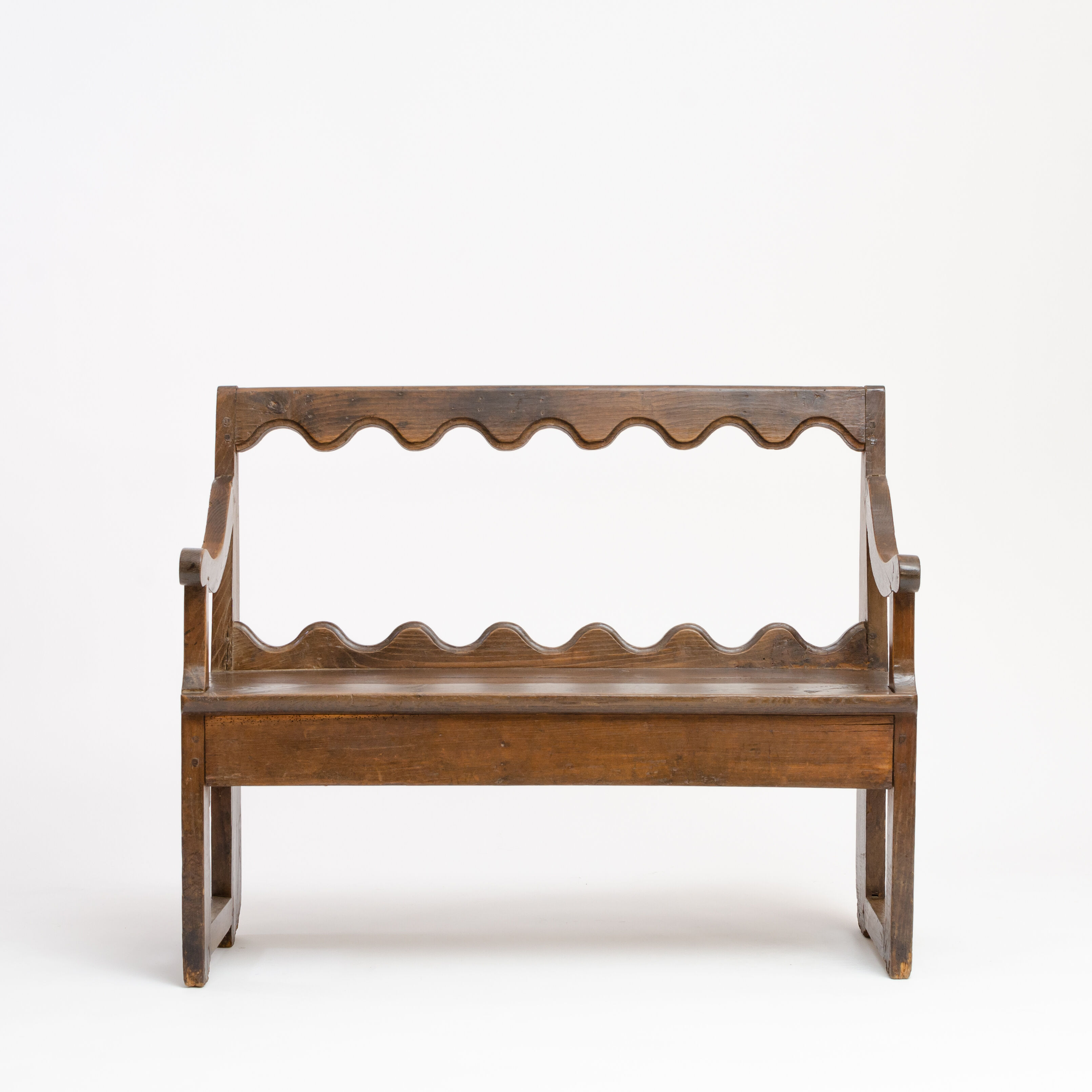 Liturgical bench with fruit wood backrest - French work - nineteenth century.