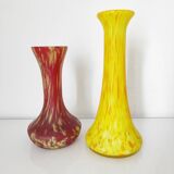 Ensemble de deux vases en verre marmoréen
