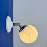 Vintage glass globe wall light from Clichy, white.
