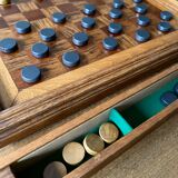 Old wooden checkers board