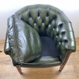 Chesterfield Armchair in English Green Leather