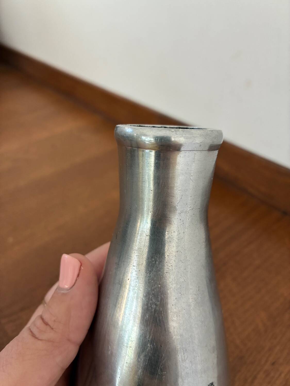 Vintage pair of chrome vases from the 1970s.