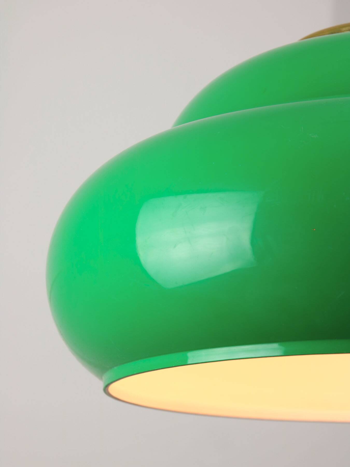 Vintage Green Italian Pool Table Lamp in Brass and Plastic
