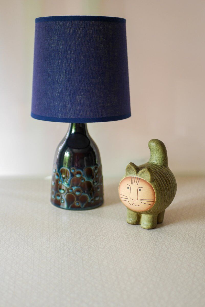 Mid-century modern pottery table lamp with candy glazing from Söholm, Denmark, 1960s