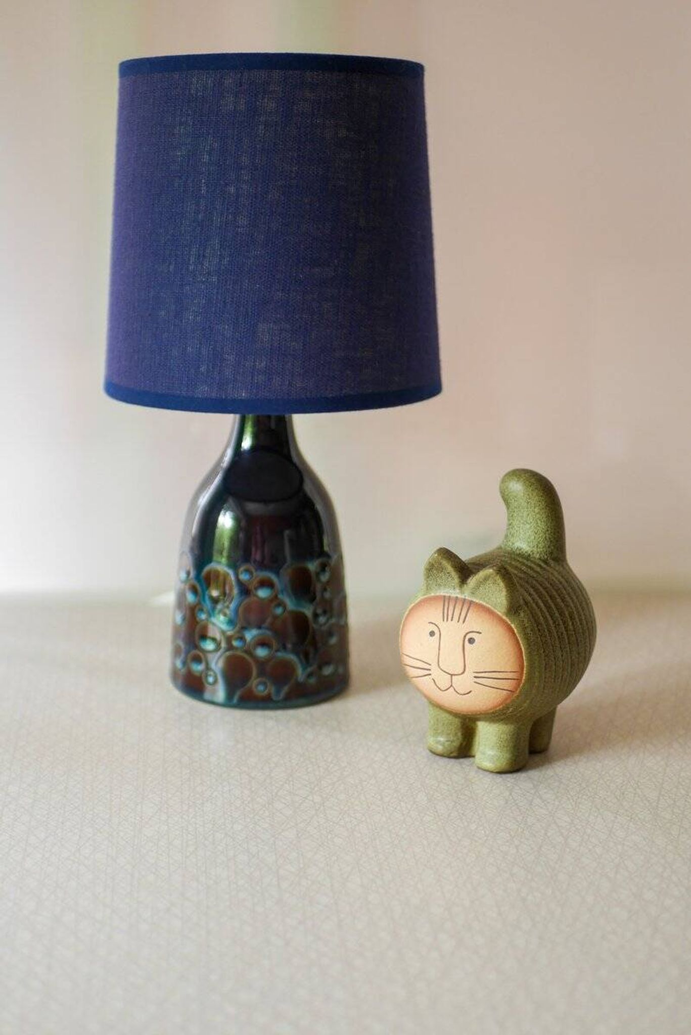 Mid-century modern pottery table lamp with candy glazing from Söholm, Denmark, 1960s