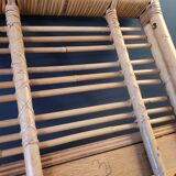 Vintage bamboo and rattan wall shelf