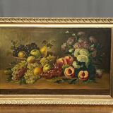 Josef Mansfeld (1819-1894). Still life with flowers and fruit.