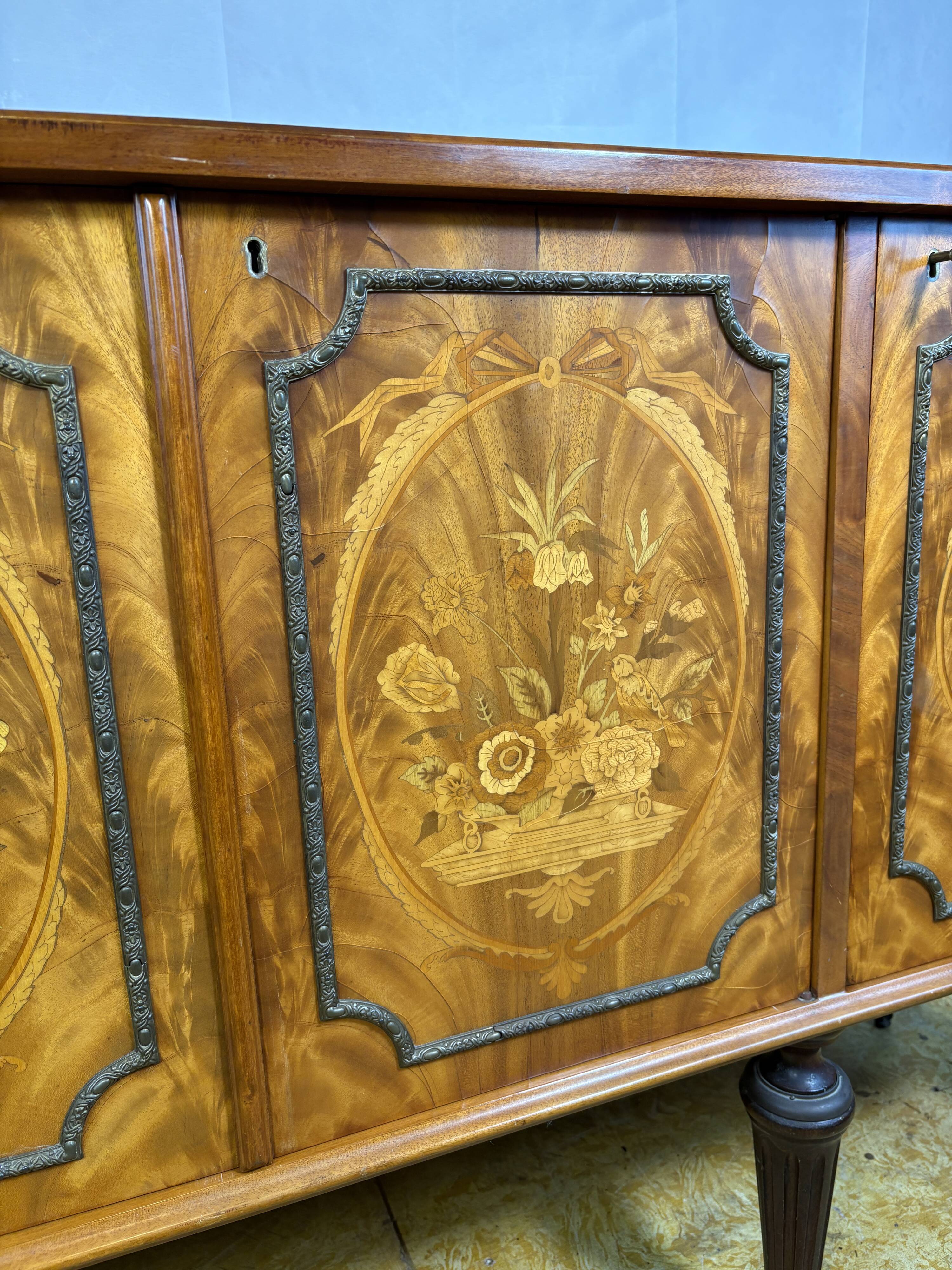 Exceptional Antique Marquetry Inlaid Hall Console / Sideboard – Circa 1900