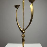 Solid Brass Three-Arm Candelabra — Modernist, 1960s