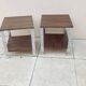 Pair of vintage 70s chrome zebrano wood bedside tables