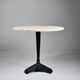 Table de bistrot/salle à manger en travertin vintage avec base en métal. (B)