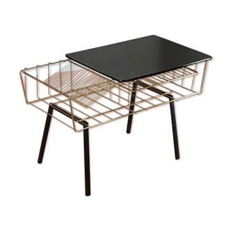 Table porte-revue vintage doré et noire