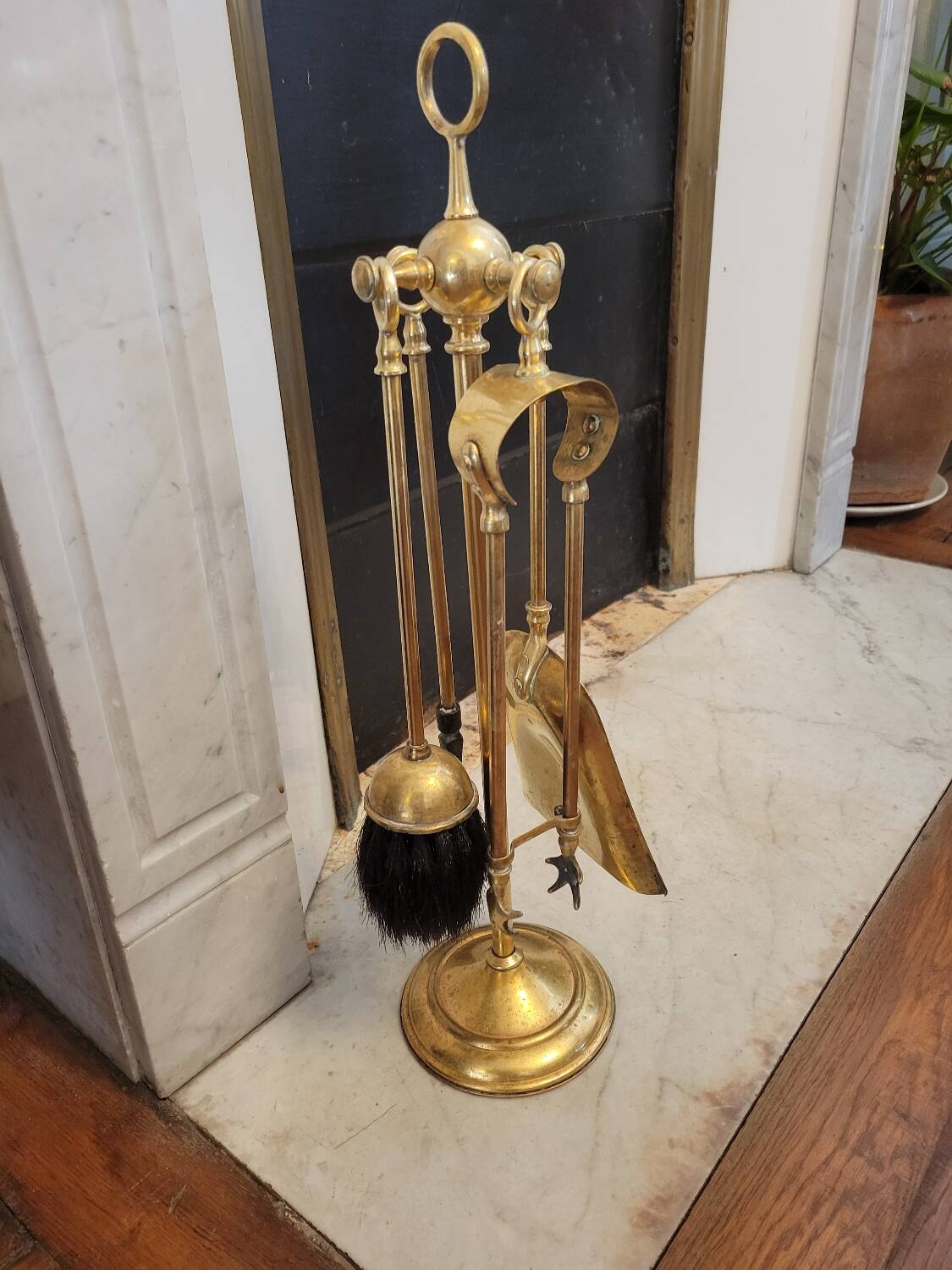 Gilded bronze fireplace tool set 1900
