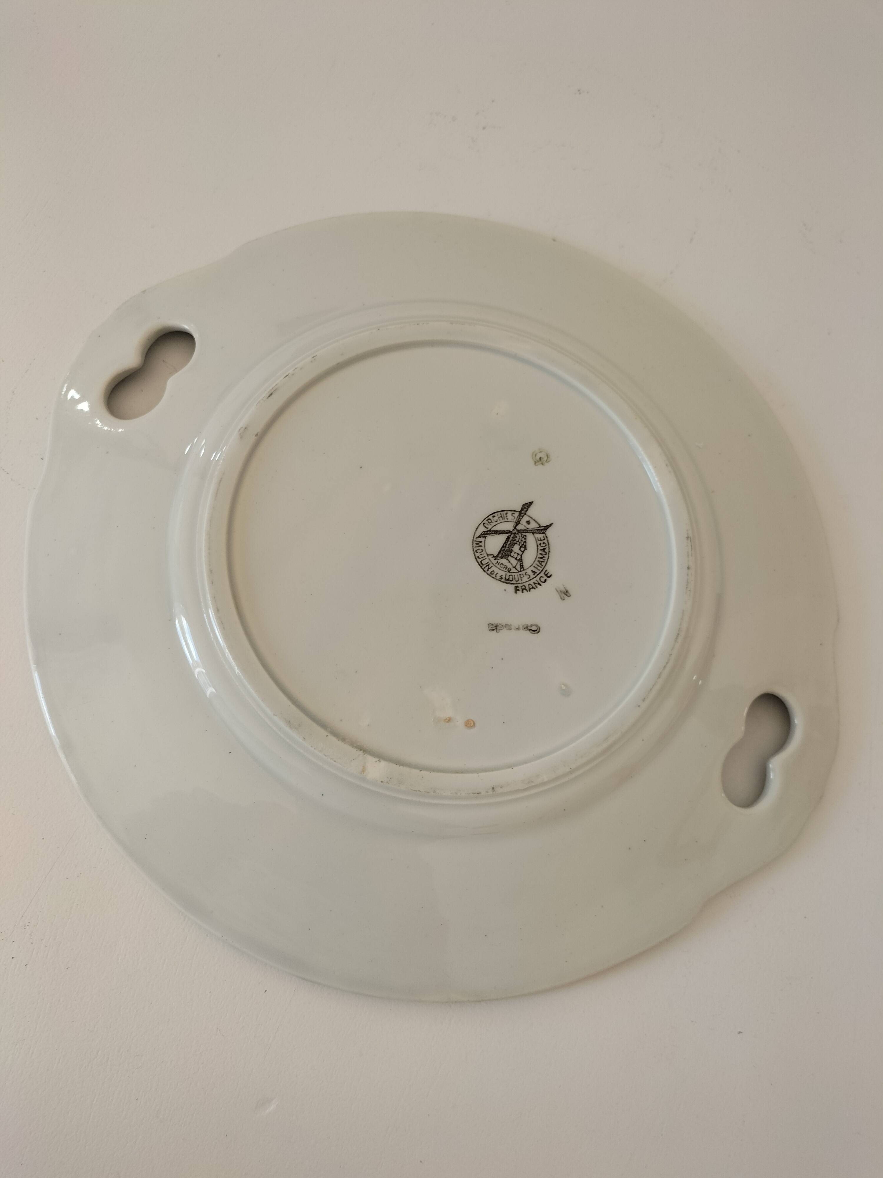 Moulin des Loups openwork dish, "Canada" model – blue and orange Imari decoration