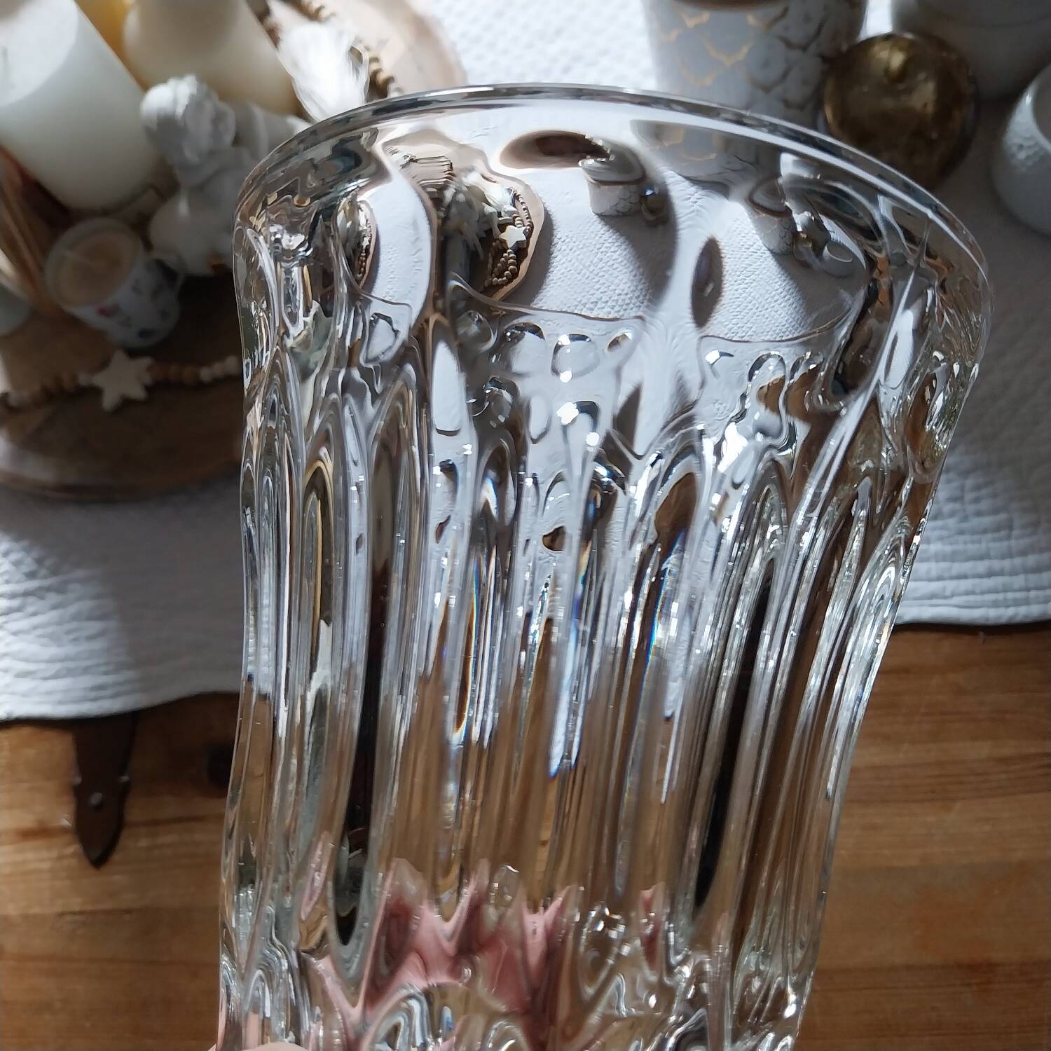 Antique pressed molded glass vase