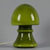 Vintage 1970s Flygsfors Orrefors Green Glass Mushroom Lamp, Sweden.