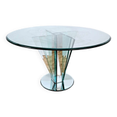 "Vaso" table in beveled glass, mirror and chrome, Gallotti & Radice, circa 1980