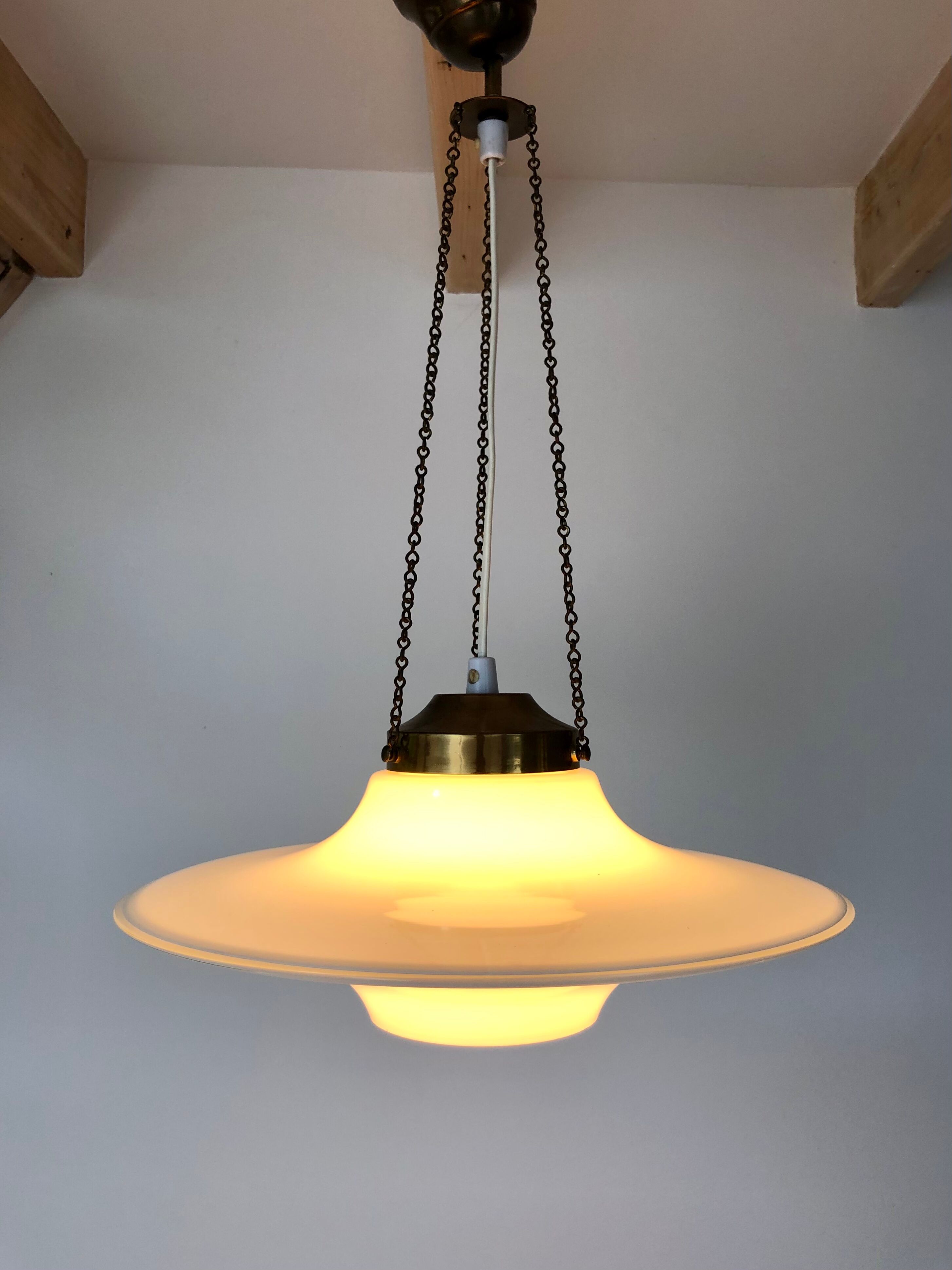 Danish opal glass pendant lamp Holmegarard / Space Age