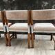 6 vintage chairs in wood, metal and fabric